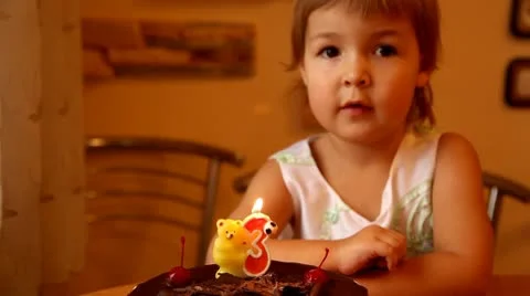 Girl with cake Stock Footage 9014840
