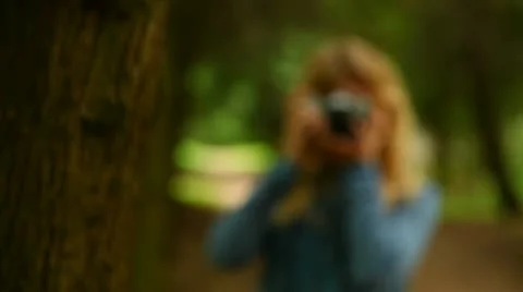 Girl with a camera Stock Footage 11059116