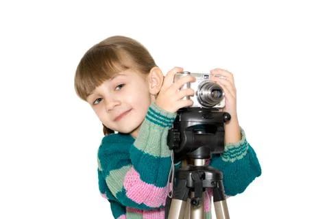 The girl with the camera Foto stock