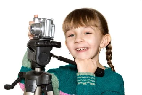 The girl with the camera Stock Photos