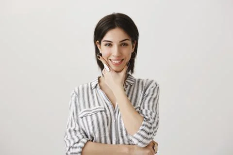 Girl can solve any problem. Shot of confident powerful woman in stylish clothes Foto stock