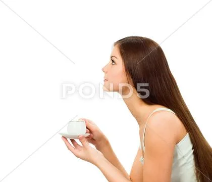 Girl with cap of coffee Stock Photos