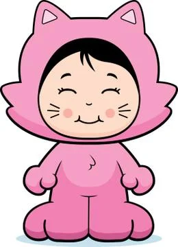 Girl Cat Stock Illustration
