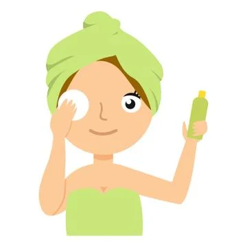 Girl character remove make up. Vector flat cartoon illustration Stock Illustration