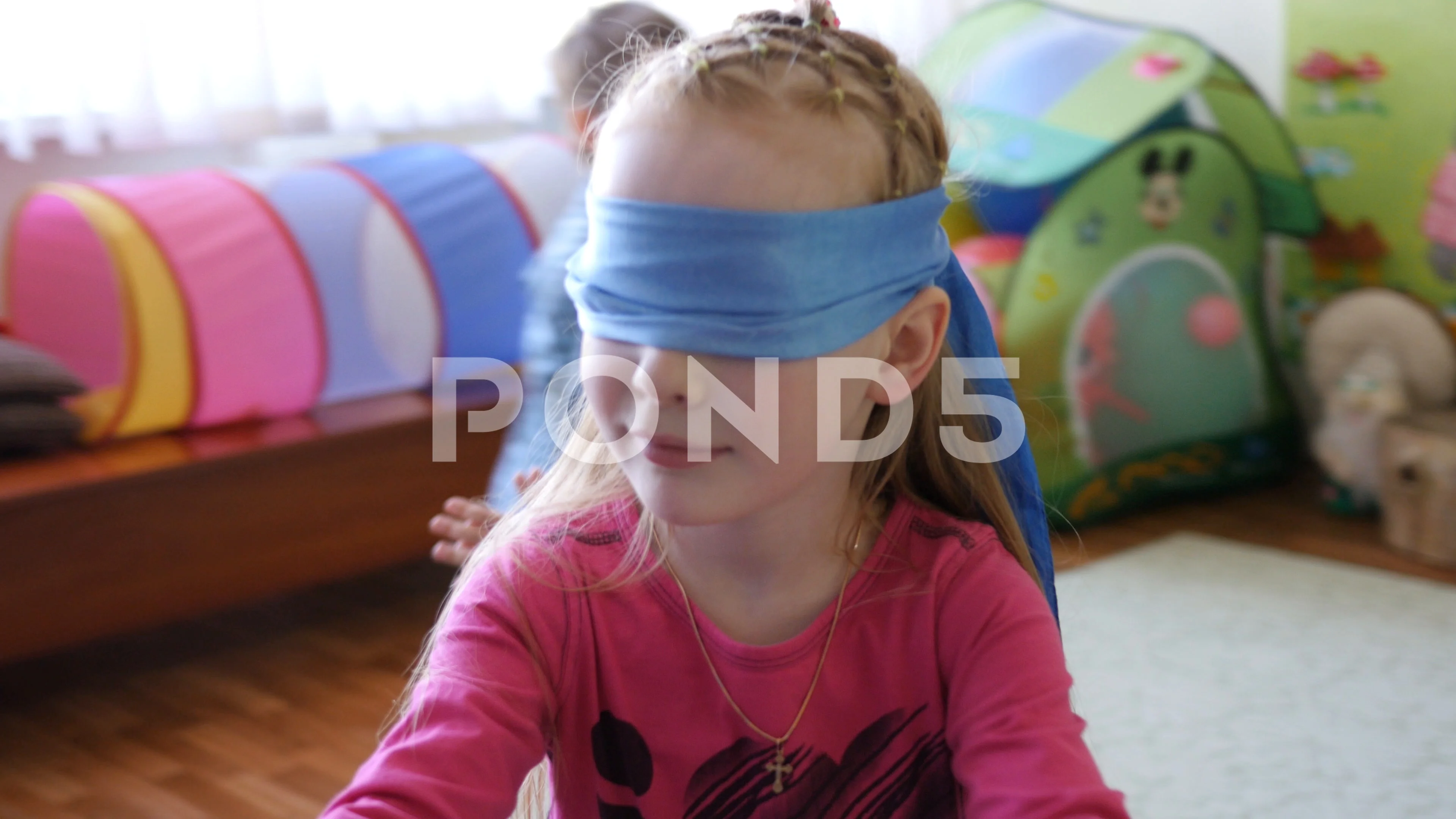 Kids Palying Blindfold Hide And Seek Stock Illustration - Download