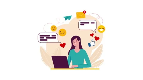 Girl Chatting Simple Flat Motion Graphic Stock Footage 219489529