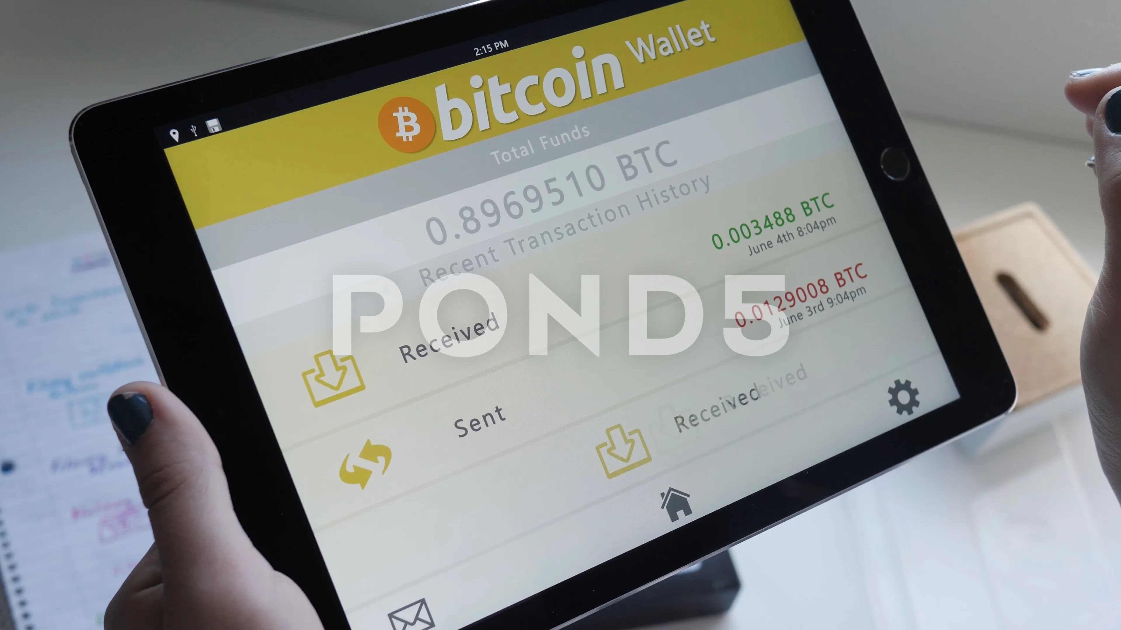 Girl Checking Her Bitcoin Account On a Tablet Device Screen