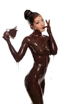 Girl in chocolate Stock Photos