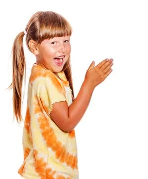 Girl clapping hands Foto stock