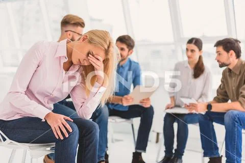 Girl closing eyes with desperation Stock Photos