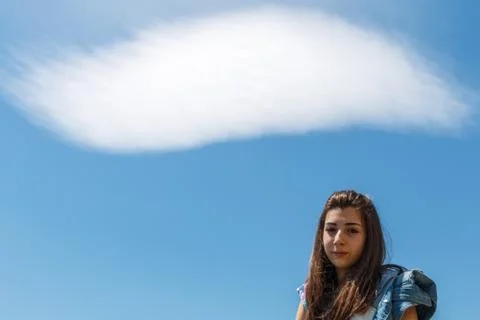 Girl with cloud Stock Photos