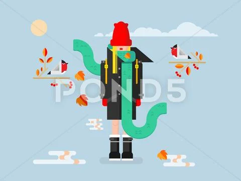 Girl in coat Stock Illustration