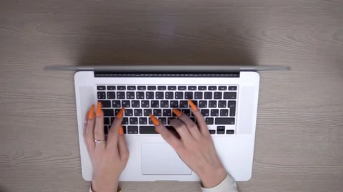 Girl coding html on laptop programming website freelance developer Movement Stock Footage 127057341