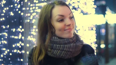 The girl is cold, but she's looking forward to it. Stock Footage 70969448