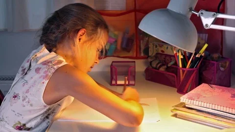 Girl coloring Stock Footage 72178189