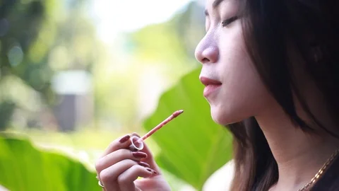 Girl Coloring Lips Stock Footage 107563552