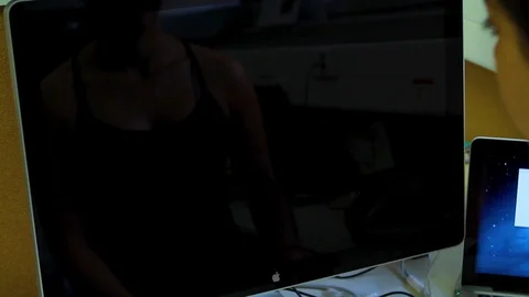 Girl on computer 02 Stock Footage 89568217