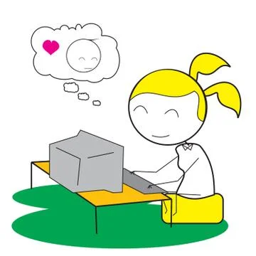 Girl computer chat Stock Illustration