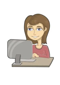 Girl with computer Stock Illustration
