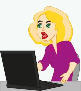 Girl for computer Stock Illustration