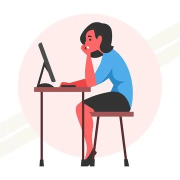 Girl-at-the-computer Stock Illustration