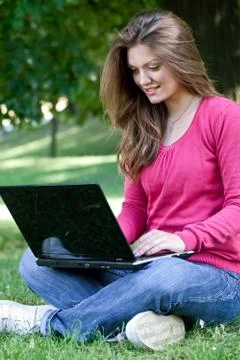 Girl computer Stock Photos