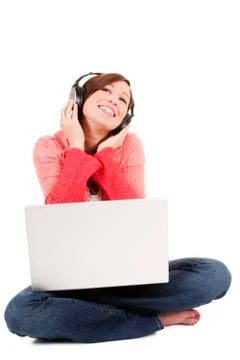 Girl on the computer 스톡 사진