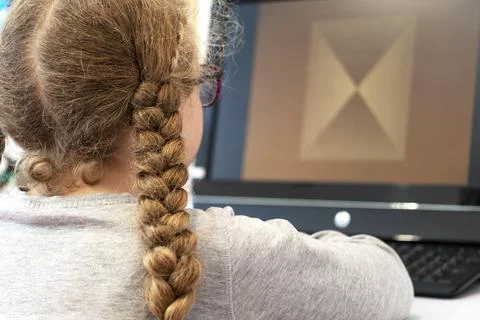 Girl at the computer. Stock Photos