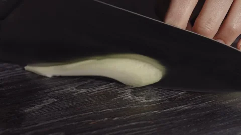 Girl cook chops celery Video stock 113081896
