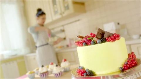 Girl cooking in the kitchen Stock Footage 62749708