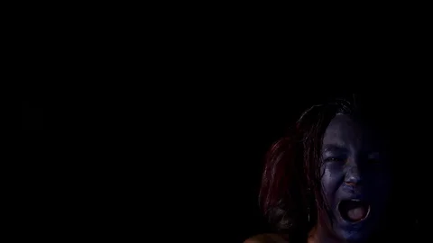 Girl in the corner screams Stock Footage 123098157