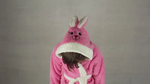 The girl in the costume of the Easter Bunny Stock Footage 61639651