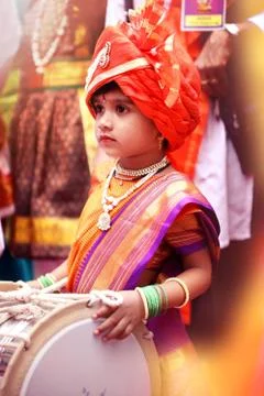 Girl in costume of Indian historic figure Stock Photos