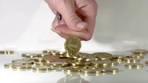 The Girl Counts Coins Stock Footage 77208882