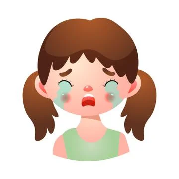 Girl with crying upset face expression vector illustration Stock Illustration