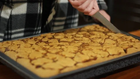 Girl cuts the pie Stock Footage 126935236