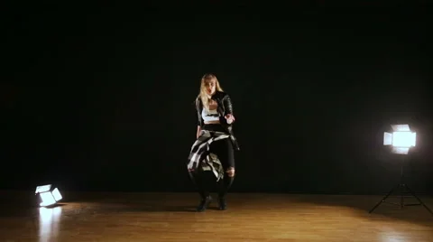 The girl dancer dancing on camera Stock Footage 68396917