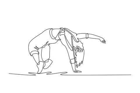 Girl dancer executing deep back bridge or backbend freeze イラスト素材