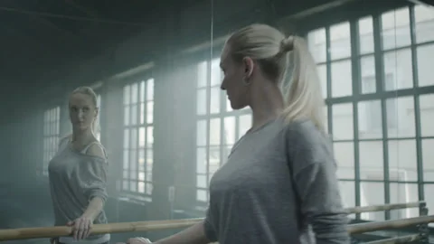 Girl Dancer Exercise Elegant Dance in Studio Room Stock Footage 157552077