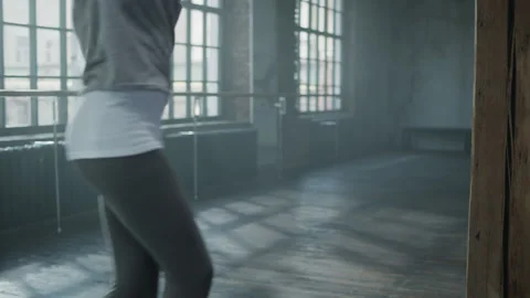 Girl Dancer Performing Salsa Dance in Studio Room Stock Footage 157552249