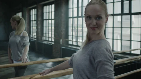 Girl Dancer Training Elegant Dance in Studio Room Stock Footage 157552052