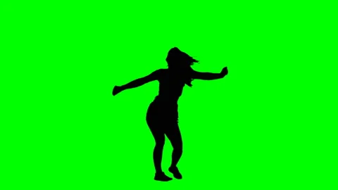 Silhouette Girl Dancing Green Screen Stock Video Footage | Royalty Free ...