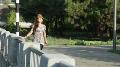 Girl dances in a hat Stock-Footage 12159046