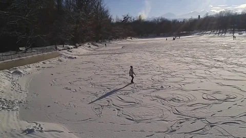 The girl dances on ice. Stock Footage 80069895