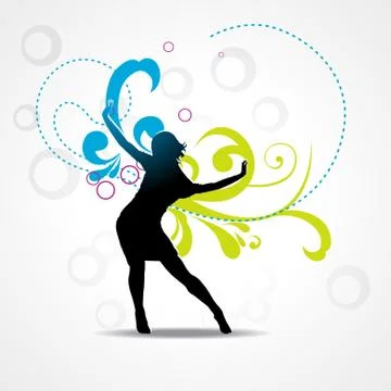 Girl dancing background Stock Illustration