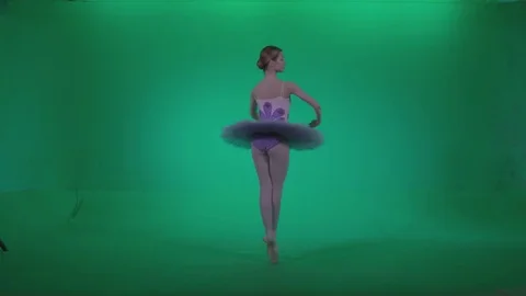 Girl dancing ballet dance white swan ballerina on green screen Stock Footage 83695321