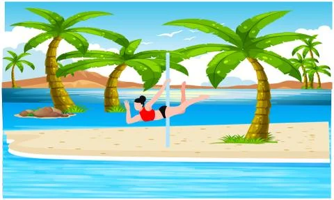 Girl is dancing on the beach Illustrazione stock