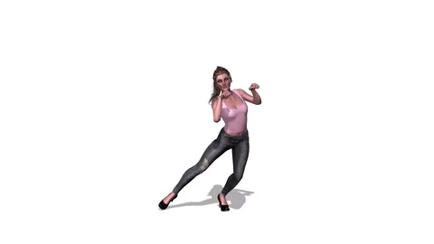 GIRL DANCING LIKE A CAT IN THE WHITE SCREEN Stock Footage 120760744