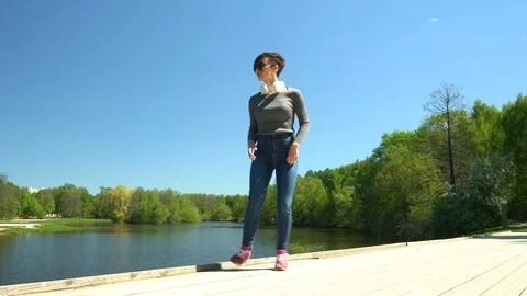 Girl dancing dance shuffle Stock Footage 89954242