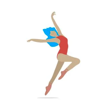 Girl dancing elegant dance. Vector illustration in flat modern style Stock Illustration
